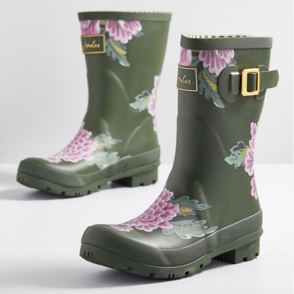 JOULES Just Splashing Through Rain Boot in Green F